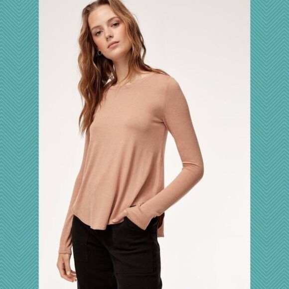 Aritzia Wilfred Free Diapason Tee Pink Blush Long Sleeve Medium Lightweight - Picture 1 of 7